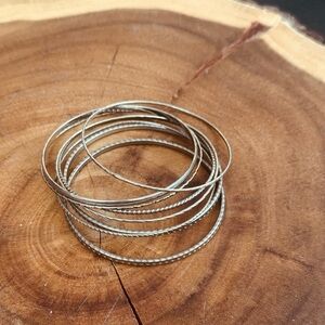 Elegant Silver Bangle Set